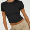 Trendy Queen Womens Basic T-Shirts Scoop Neck Short Sleeve Crop Tops Cute Summer Tops Slim Fit Tees Y2k Clothing 2024 - Image 3