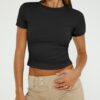 Trendy Queen Womens Basic T-Shirts Scoop Neck Short Sleeve Crop Tops Cute Summer Tops Slim Fit Tees Y2k Clothing 2024 - Image 2