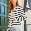 LILLUSORY Women's Striped Cardigan Sweaters Fall Outfits Clothes Fashion Trendy Long Sleeve Tops Casual Knit Lady Jackets - Image 4