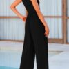 PRETTYGARDEN Womens Summer Jumpsuits Dressy Casual One Piece Outfits Sleeveless Mock Neck Wide Leg Pants Rompers with Pockets - Image 2