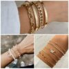 IFKM 36 PCS Gold Plated Jewelry Set with 4 PCS Necklace, 11 PCS Bracelet, 7 PCS Ear Cuffs Earring, 14 Pcs Knuckle Rings for Women Girls Valentine Anniversary Birthday Friendship Gift - Image 3