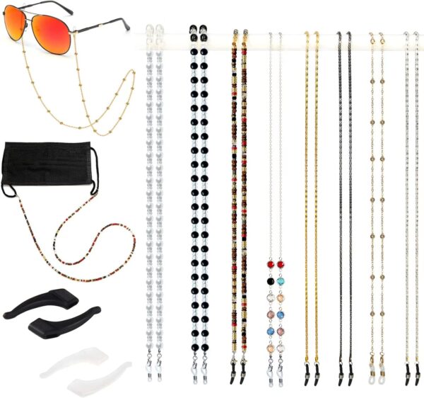 Eyeglass Chain,8 Pcs Beaded Eye Glasses Strap Holders around Neck For Women