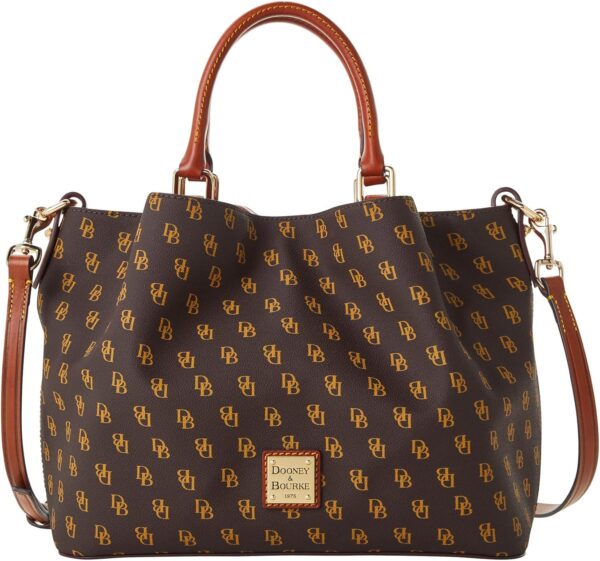 Dooney & Bourke Women's Gretta Brenna Satchel in Coated Cotton, Large Handbag with Adjustable & Detachable Shoulder Strap