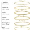 DEARMAY Gold Bracelets for Women Waterproof, 14K Real Gold Jewelry Sets for Women Trendy Thin Dainty Stackable Cuban Link Paperclip Chain Bracelet Pack Fashion Accessories Gifts for Womens - Image 5