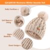 Women Winter Beanie Hat Scarf Gloves Set Pom Hat with Warm Fleece Lined Long Knit Scarf Touchscreen Gloves for Cold Weather - Image 2