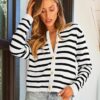 LILLUSORY Women's Striped Cardigan Sweaters Fall Outfits Clothes Fashion Trendy Long Sleeve Tops Casual Knit Lady Jackets - Image 2