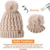 Women Winter Beanie Hat Scarf Gloves Set Pom Hat with Warm Fleece Lined Long Knit Scarf Touchscreen Gloves for Cold Weather - Image 3