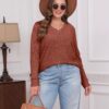 SAMPEEL V Neck Long Sleeve Shirts for Women Casual Fall Tops Lightweight Tunic Sweaters Fashion Clothes 2025 - Image 4