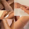 DEARMAY Gold Bracelets for Women Waterproof, 14K Real Gold Jewelry Sets for Women Trendy Thin Dainty Stackable Cuban Link Paperclip Chain Bracelet Pack Fashion Accessories Gifts for Womens - Image 4