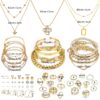 IFKM 36 PCS Gold Plated Jewelry Set with 4 PCS Necklace, 11 PCS Bracelet, 7 PCS Ear Cuffs Earring, 14 Pcs Knuckle Rings for Women Girls Valentine Anniversary Birthday Friendship Gift - Image 7