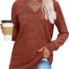 SAMPEEL V Neck Long Sleeve Shirts for Women Casual Fall Tops Lightweight Tunic Sweaters Fashion Clothes 2025 - Image 3